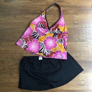 Cute Halter Top and Skirted Speedo Two Piece Swimsuit, ECU